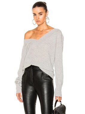 EQUIPMENT Linden Light Grey 100% Cashmere Knit Oversized V-Neck Sweater, Size S